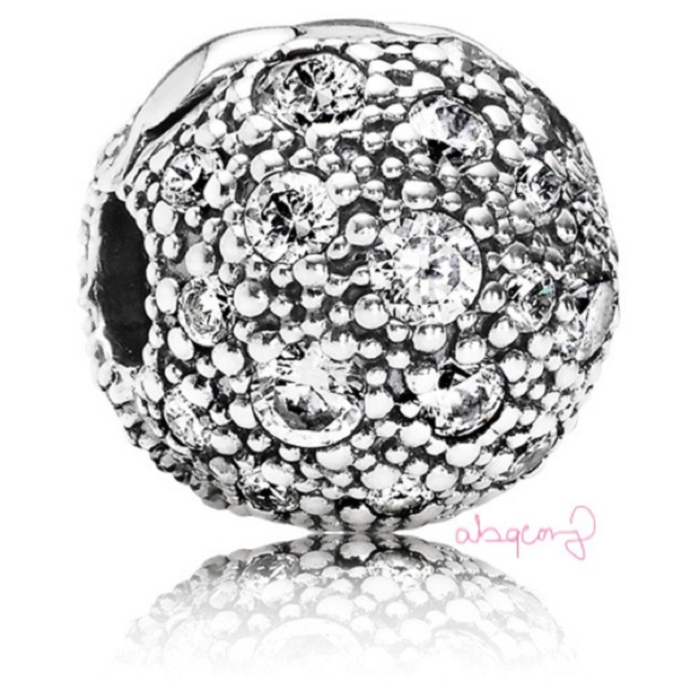 EUC Pandora 791286CZ Sterling Silver Cosmic Stars Clip w/ Clear Zirconia